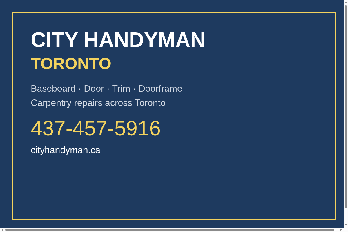 Baseboard, door & trim repair - 437-457-5916